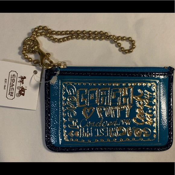NWT - Coach Patent Blue Mini Wallet